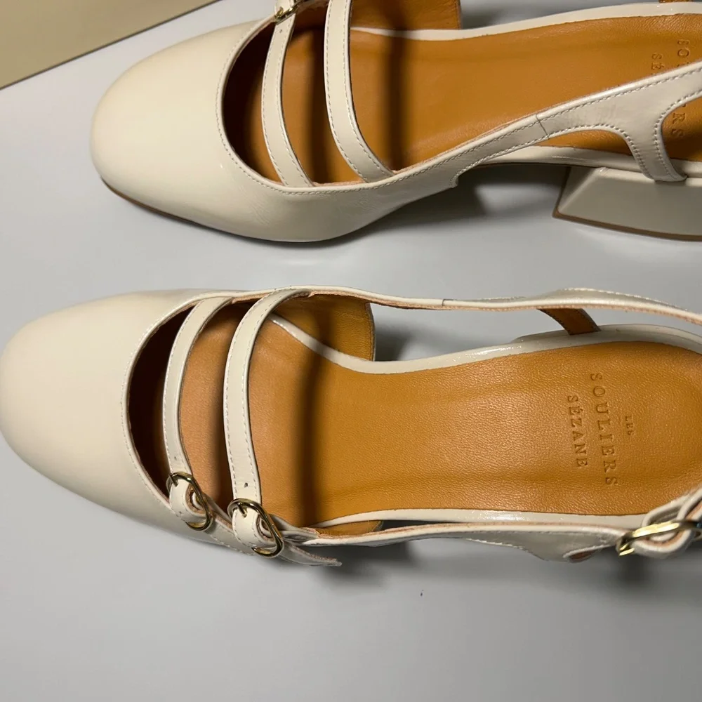 NEW Womens Sezane Paula Babies White Lacquer Shoes size US 6 FR 37 - Picture 6 of 16